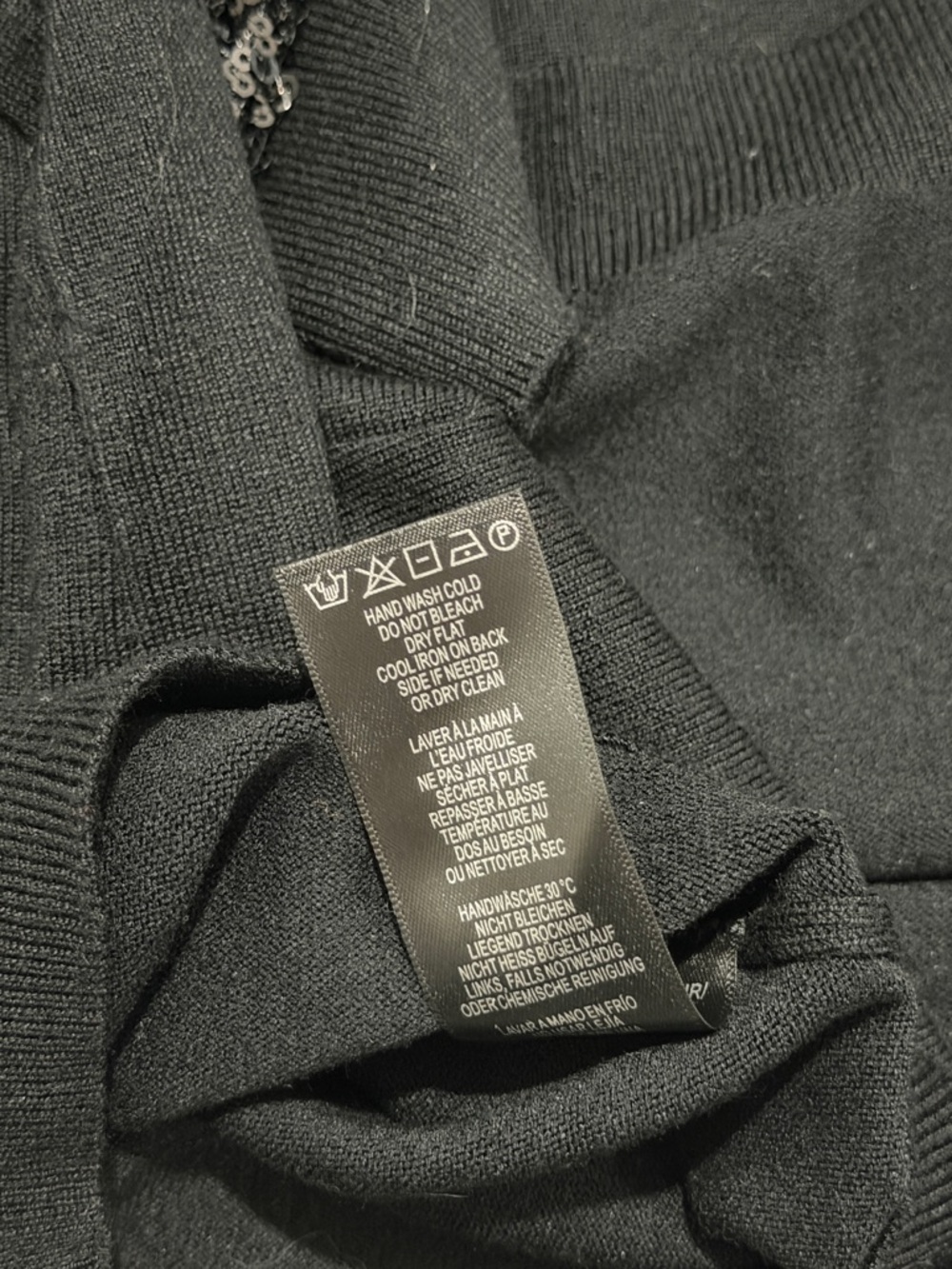 Adrianna Papell Black Sparkling Sequin Long  Sleeve Sweater Size Large - Picture 7 of 10